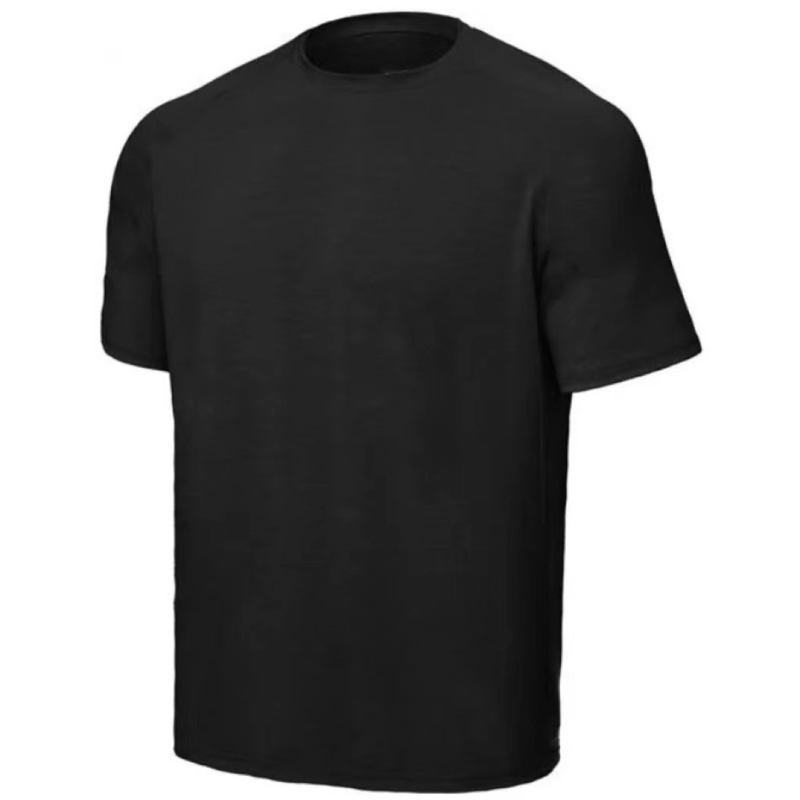 Crew Neck Black Military T Shirt Tactical Tech Nylon Cotton Elastane Military Garments